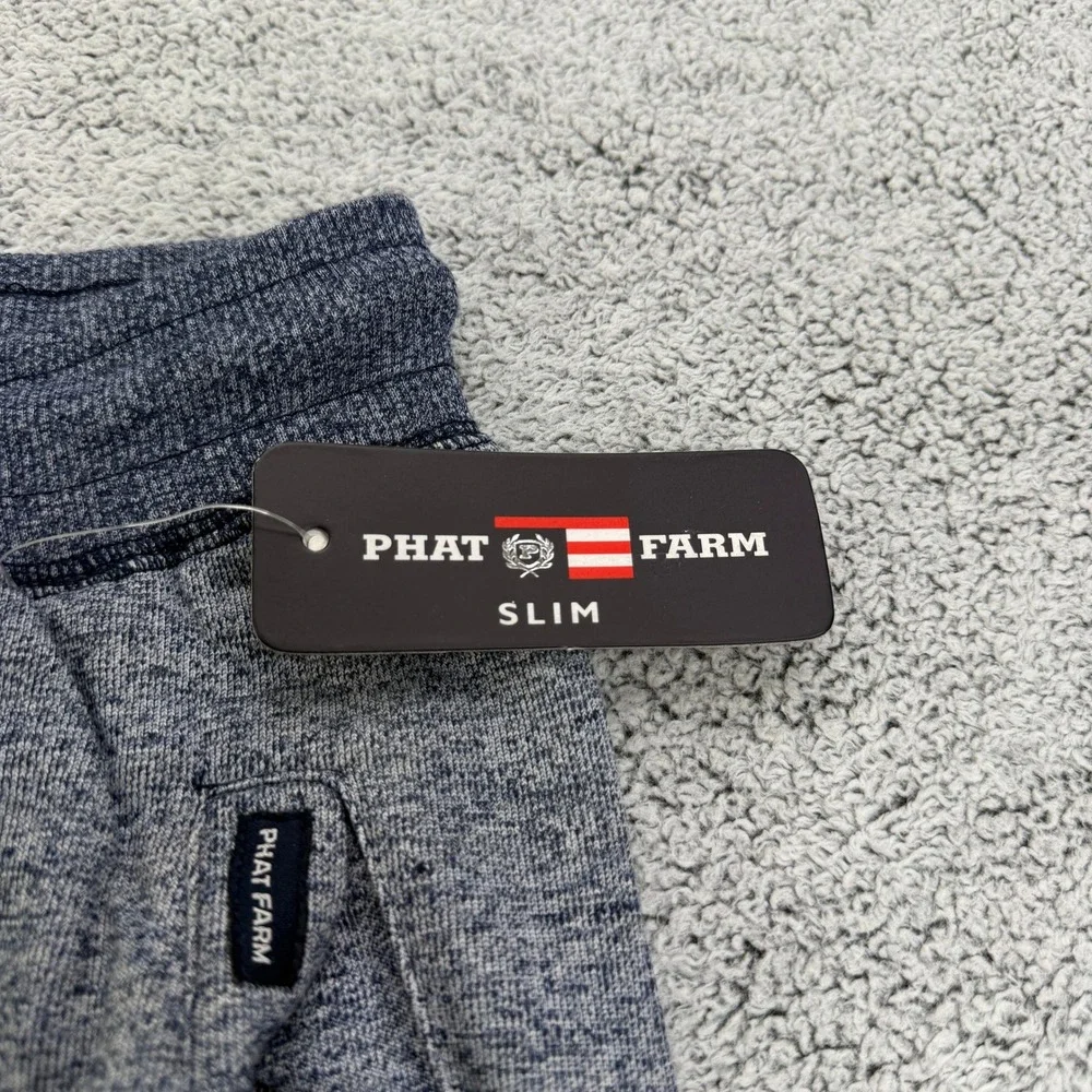 Phat Farm Joggers Mens Small Melange Navy Blue Slim Fit Sweatpants Joggers Y2K